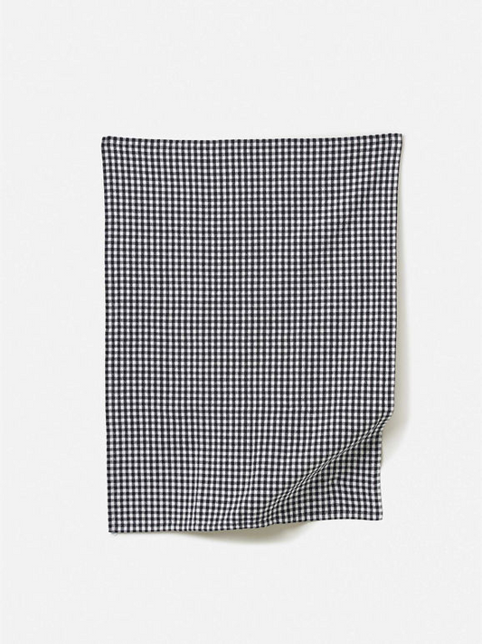 Citta Gingham Washed Cotton Tea Towel - Navy