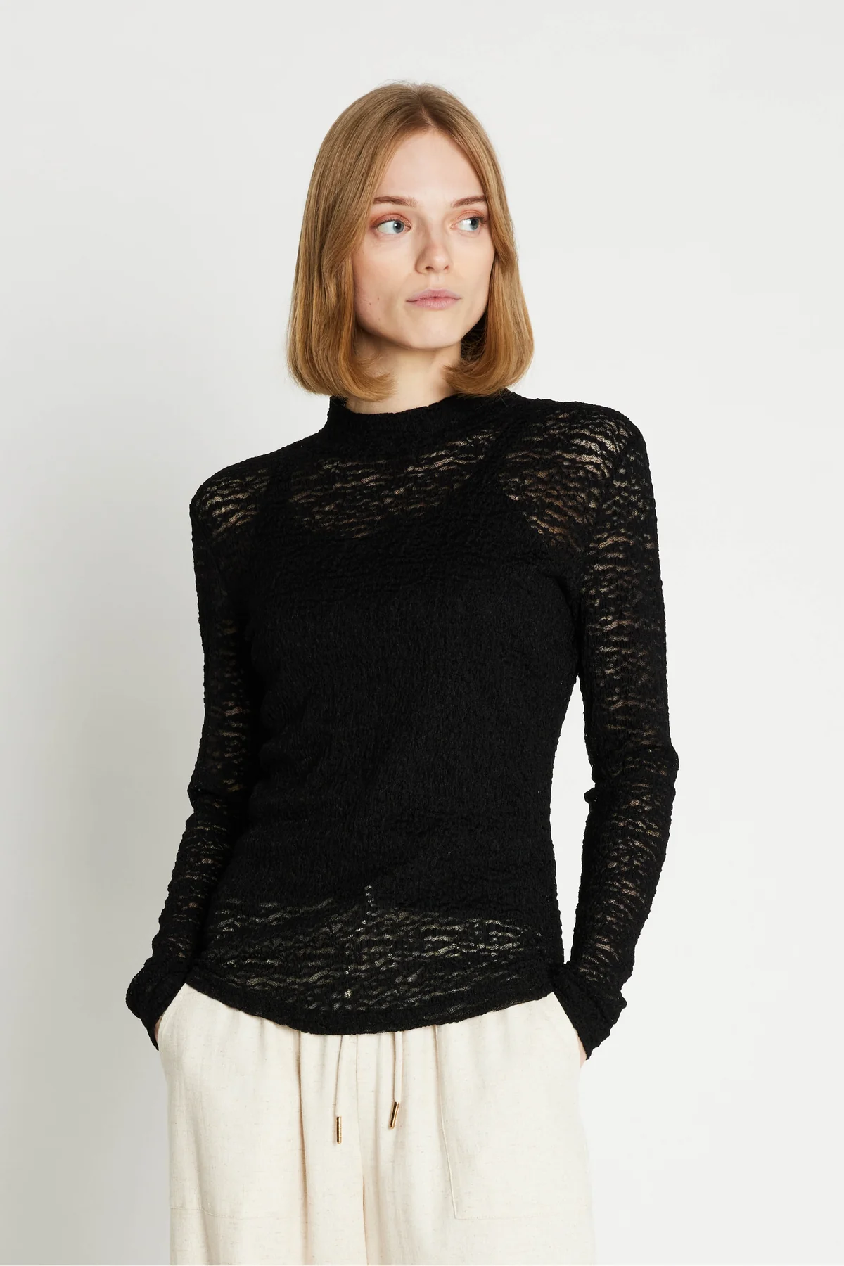Rue de Femme Roll Neck Blouse Black (W25)