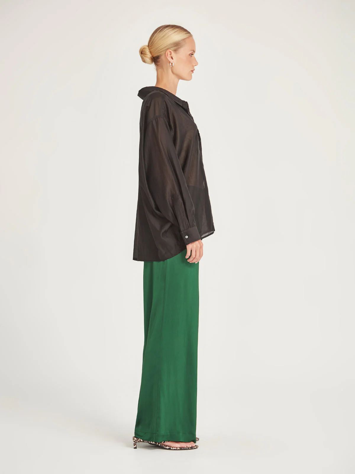 Caroline Sills Satin Carrie Pant - Emerald