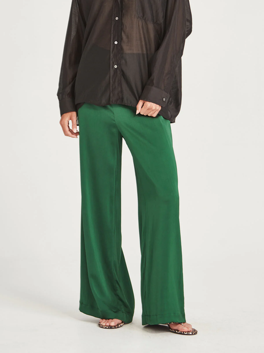 Caroline Sills Satin Carrie Pant - Emerald