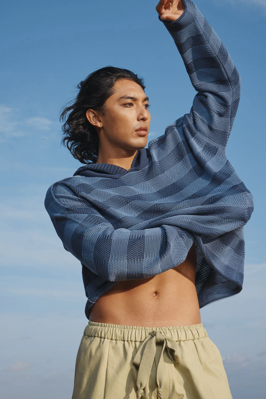 Standard Issue Cotton Universal Plaid Hoodie - Pacific/Woad