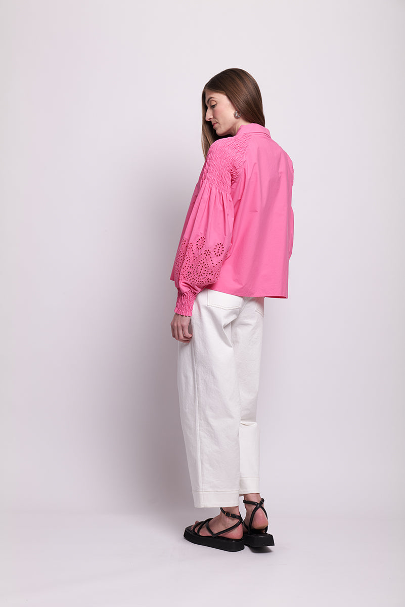 Neris Lace Work Blouse - Pink