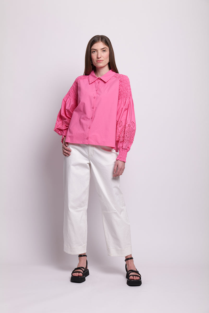 Neris Lace Work Blouse - Pink