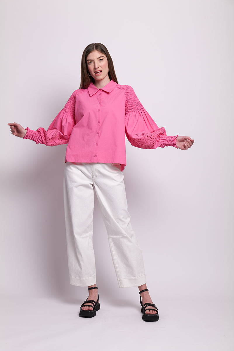 Neris Lace Work Blouse - Pink