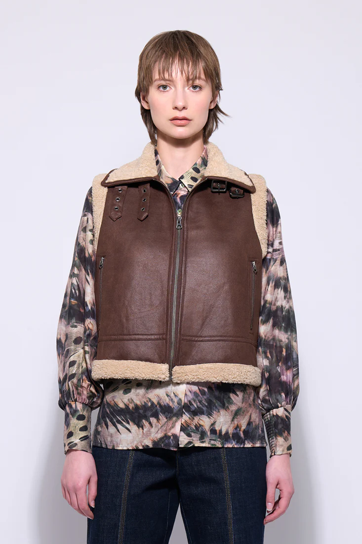 Neris Hyde Park Vest - Sepia