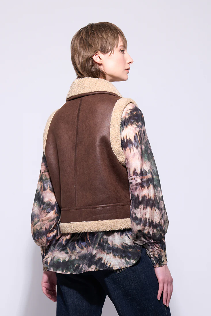 Neris Hyde Park Vest - Sepia