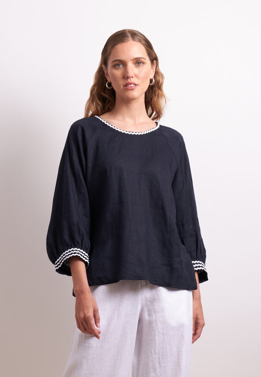 Neris Ric Rac Top - Indigo