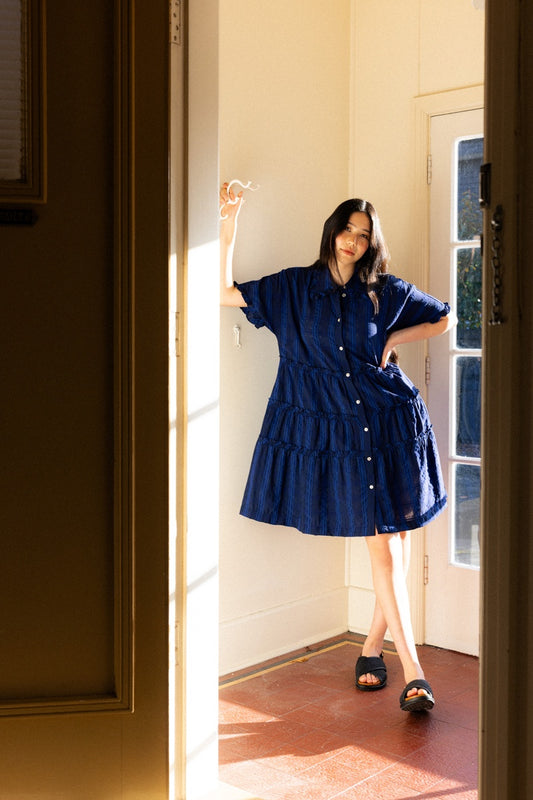 Neris The Ruffles Shirt Dress - Lapis