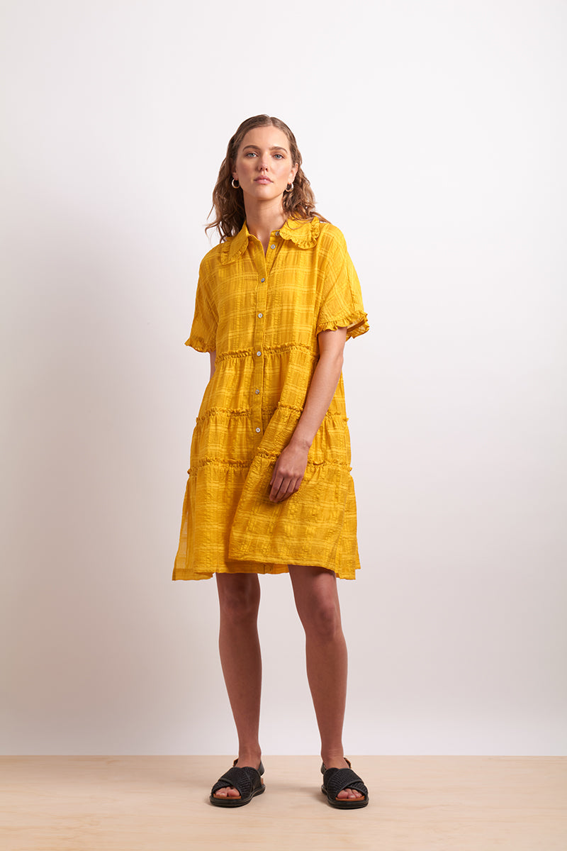 Neris The Ruffles Shirt Dress - Dandelion