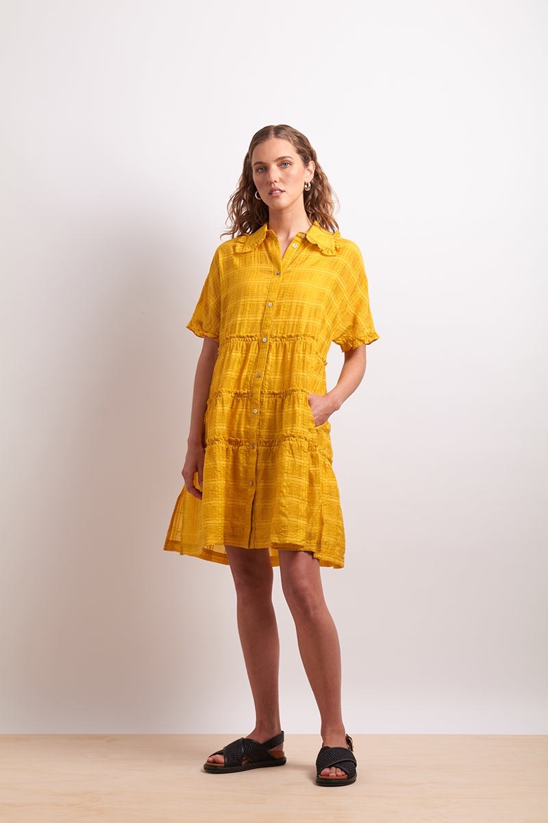 Neris The Ruffles Shirt Dress - Dandelion