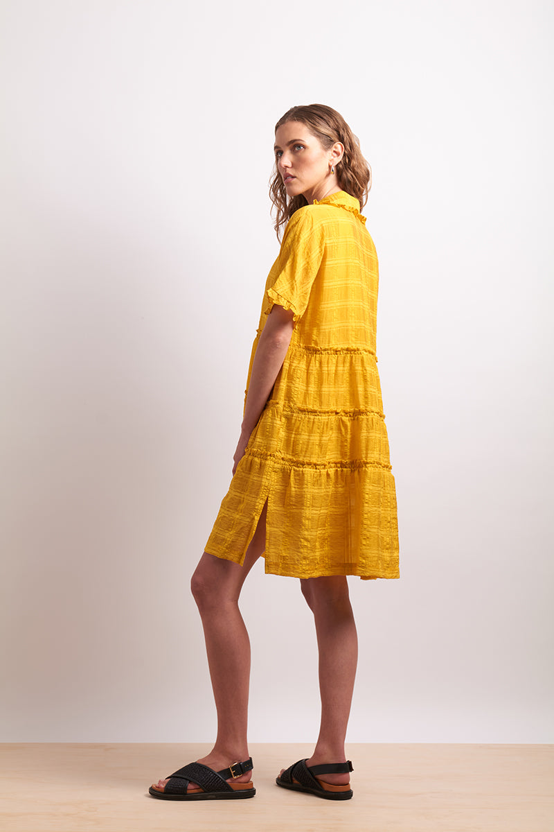 Neris The Ruffles Shirt Dress - Dandelion