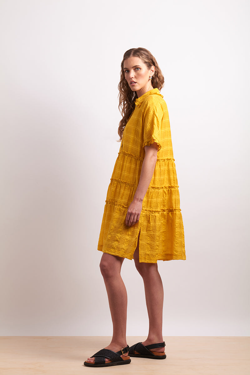 Neris The Ruffles Shirt Dress - Dandelion