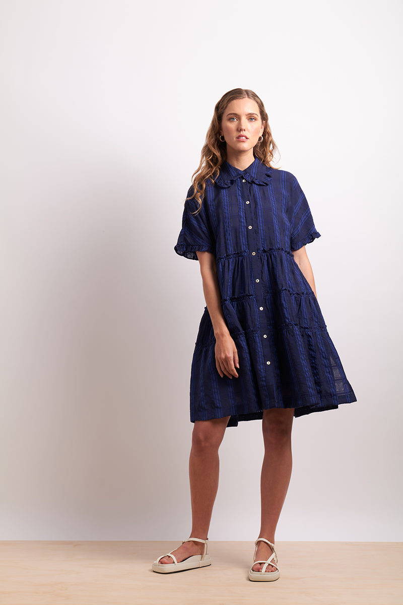 Neris The Ruffles Shirt Dress - Lapis