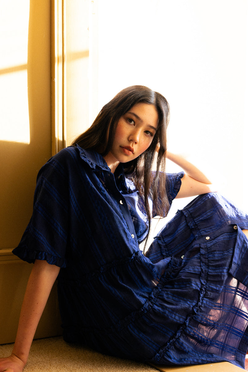 Neris The Ruffles Shirt Dress - Lapis
