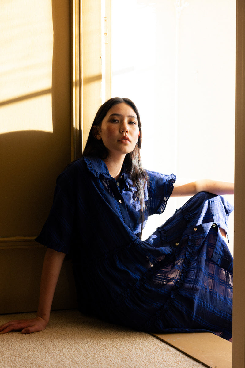 Neris The Ruffles Shirt Dress - Lapis