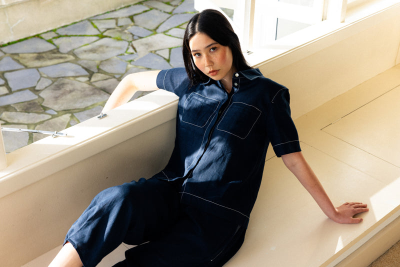 Neris In Contrast Pant - Indigo