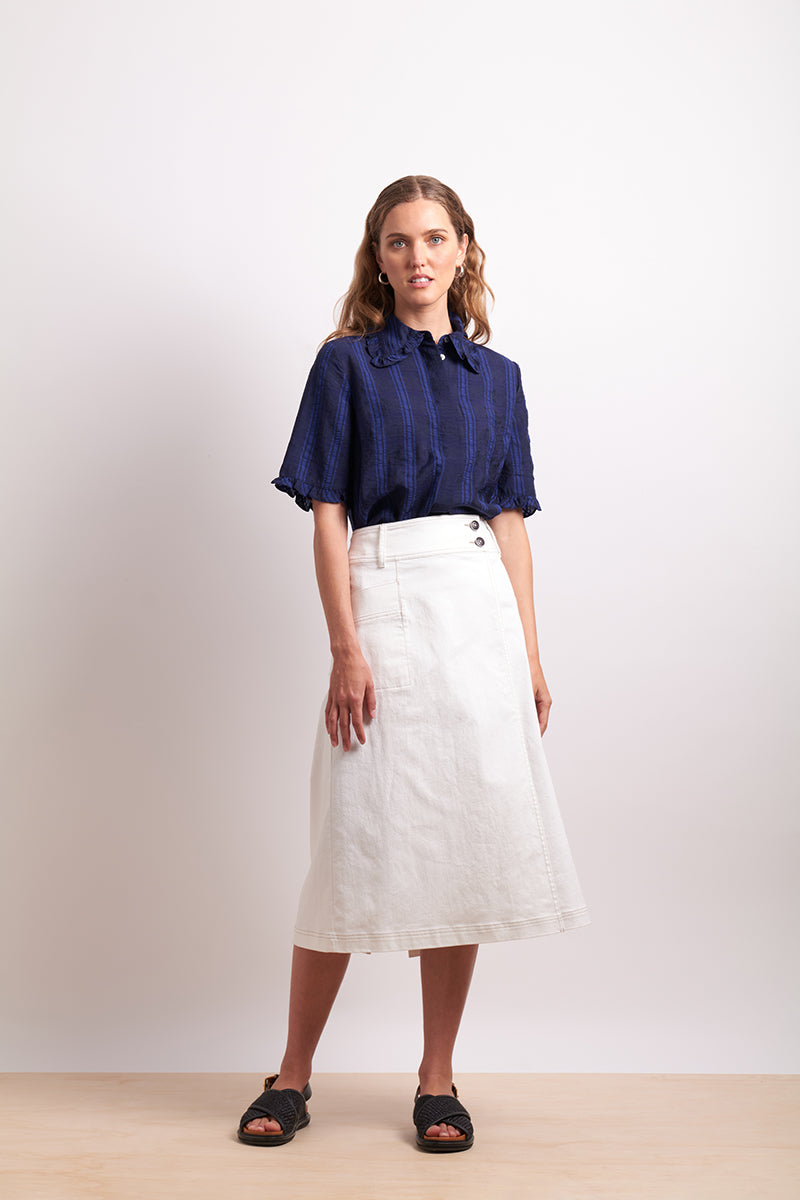 Neris The Ruffles Shirt - Lapis