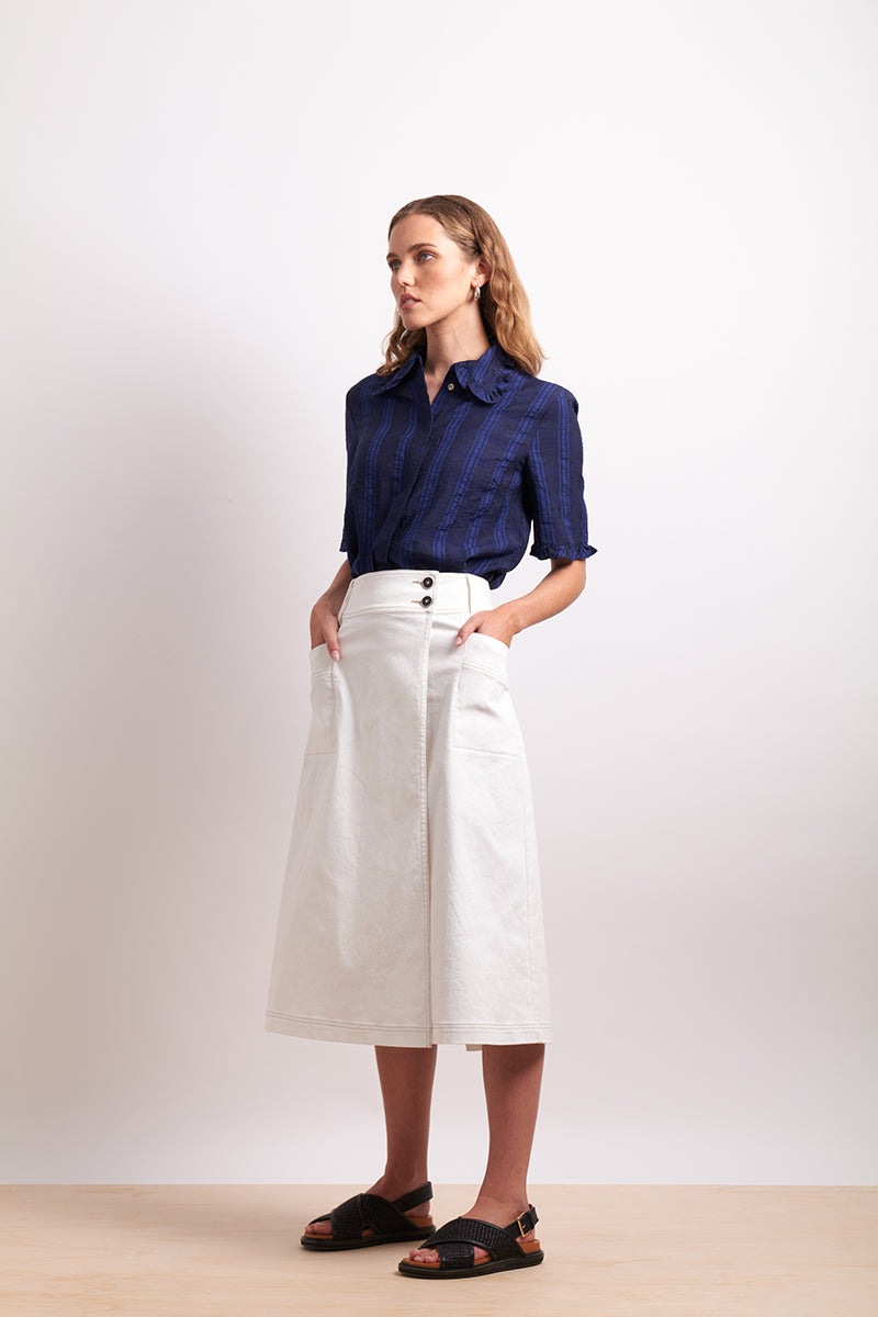 Neris The Ruffles Shirt - Lapis