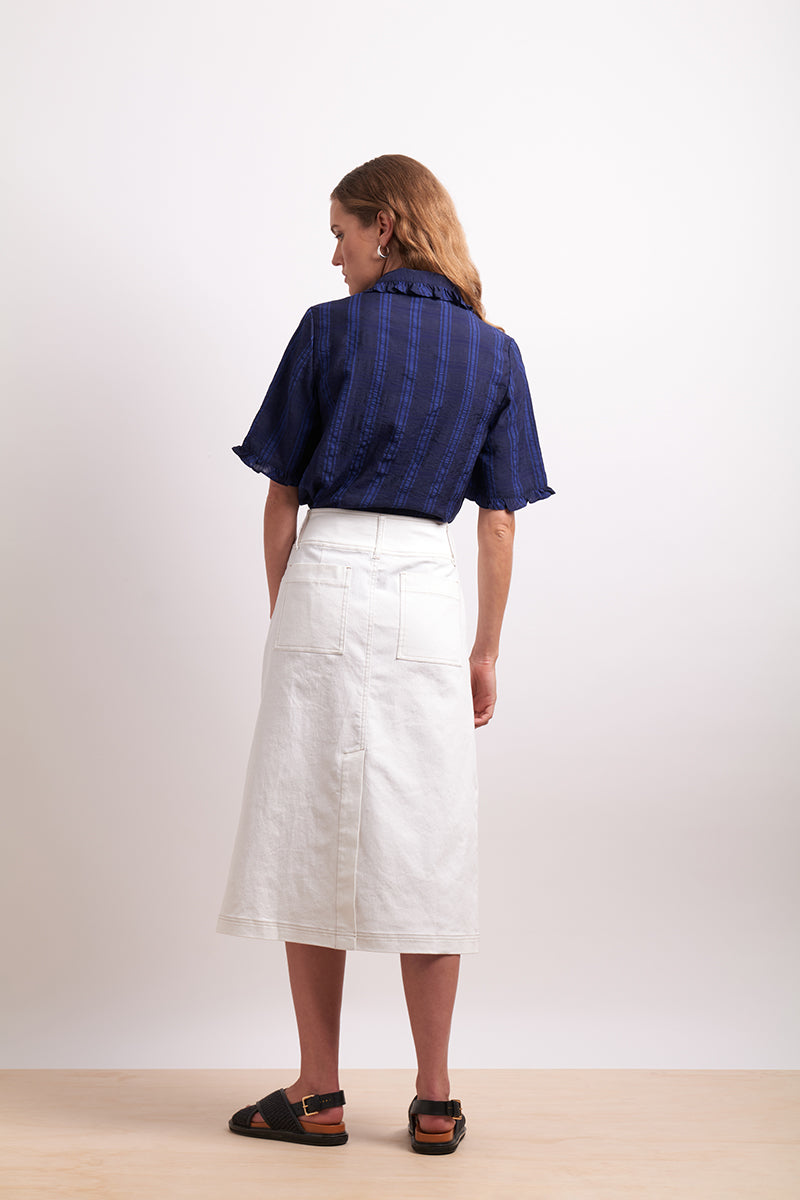 Neris The Ruffles Shirt - Lapis