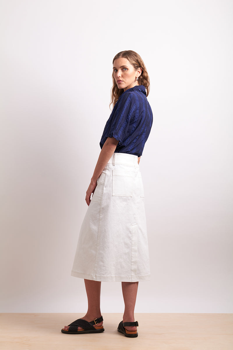 Neris The Ruffles Shirt - Lapis