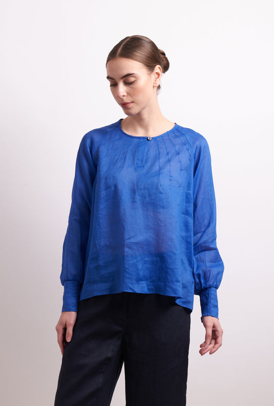 Neris Pin Tuck Blouse - Marina