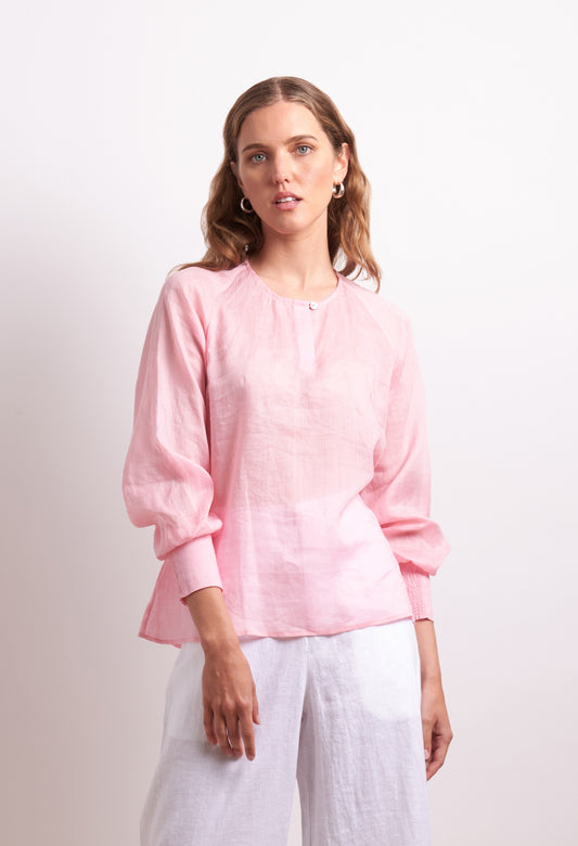 Neris Pin Tuck Blouse - Pink