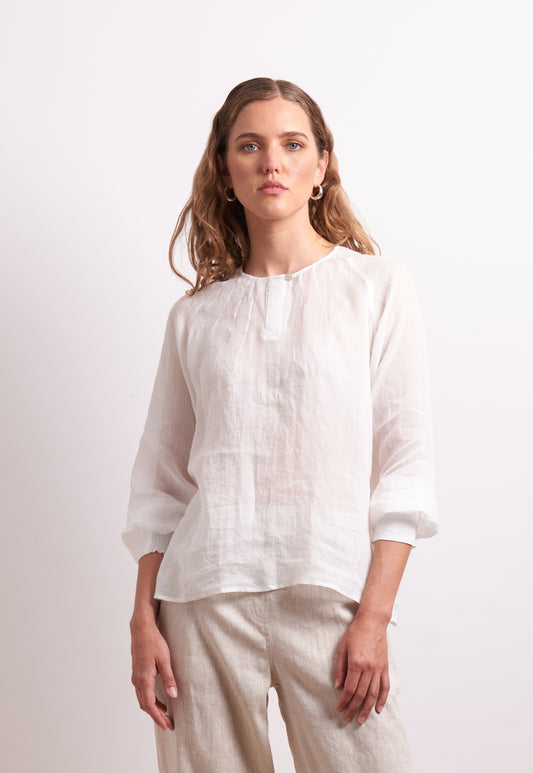 Neris Pin Tuck Blouse - White