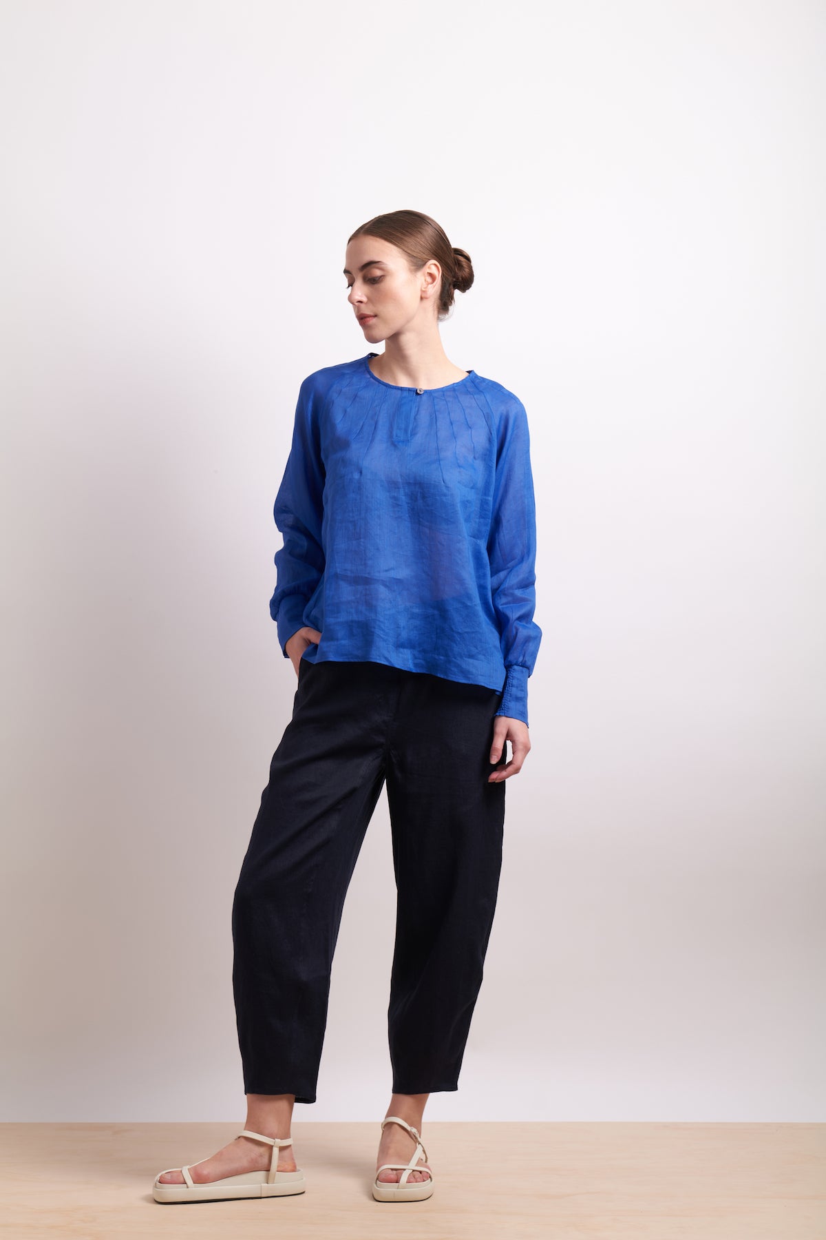 Neris Pin Tuck Blouse - Marina