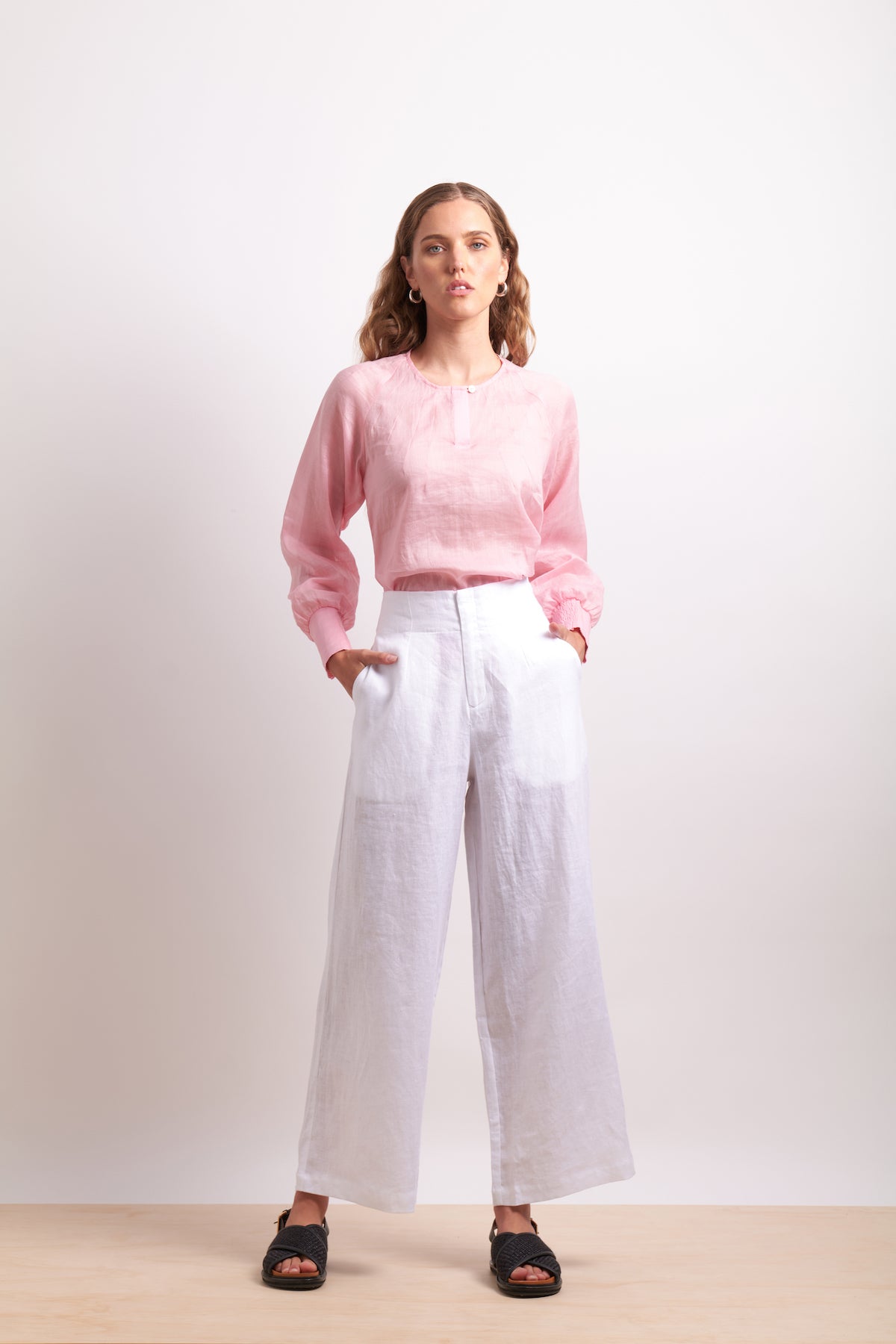 Neris Pin Tuck Blouse - Pink