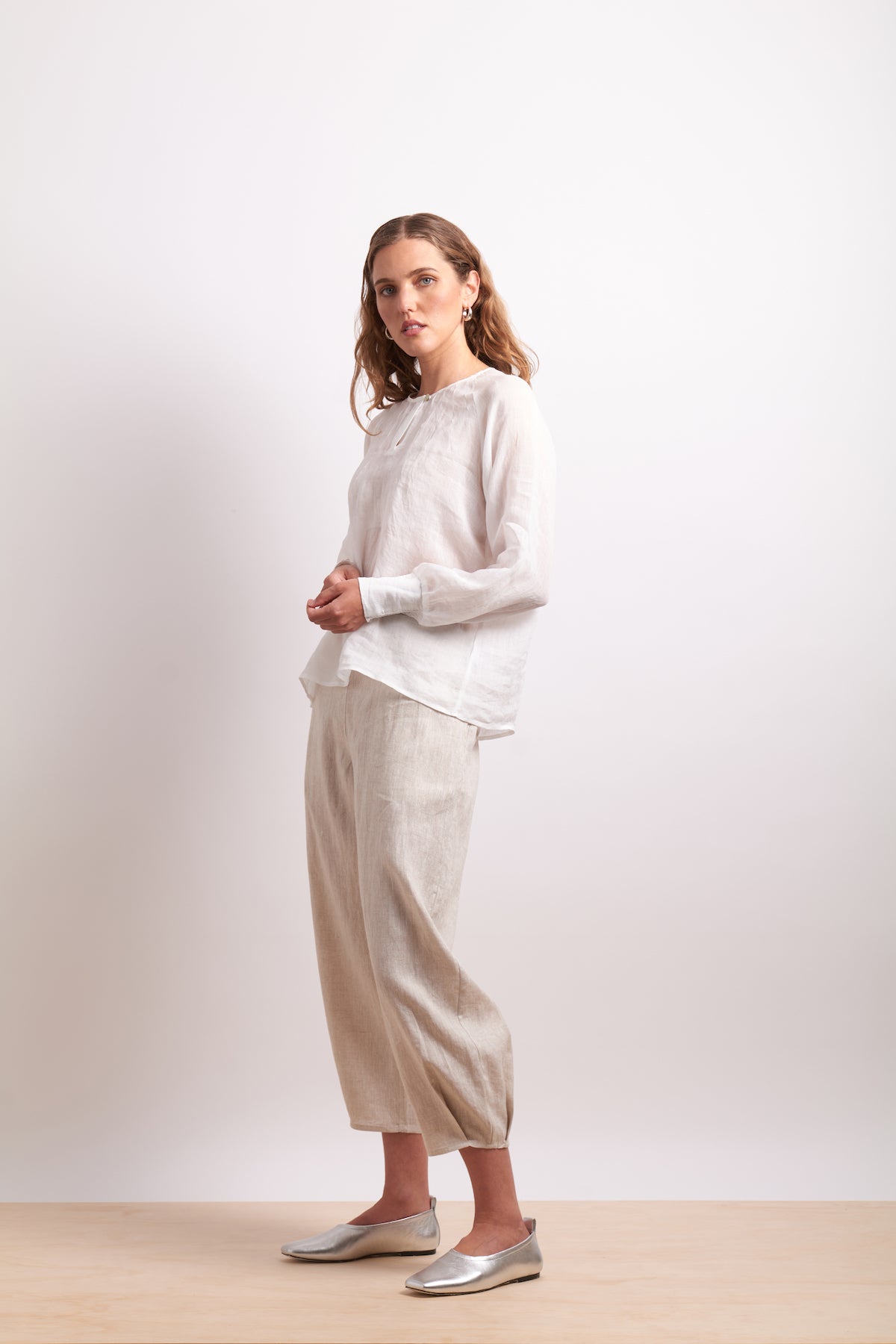 Neris Pin Tuck Blouse - White