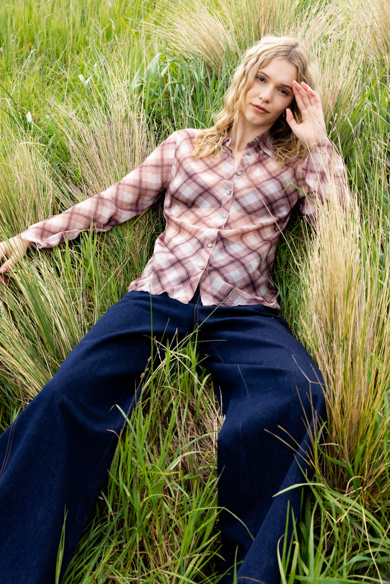 Neris Edgy Shirt - Raisin Check