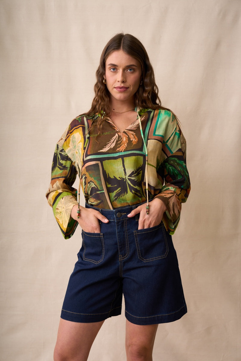 Neris Ramona Blouse - Sunset Palms