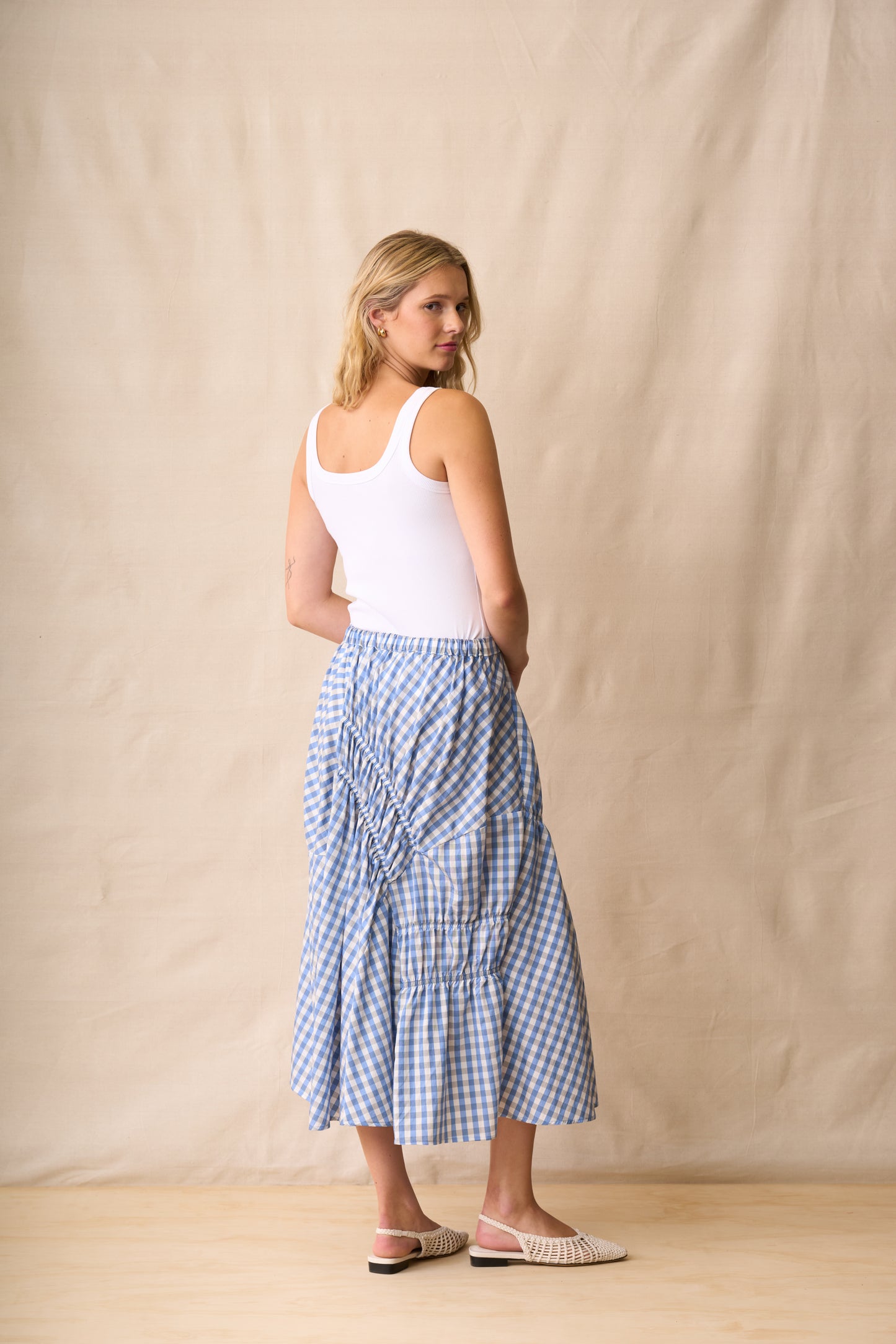 Neris In Stitches Skirt - Blue Check