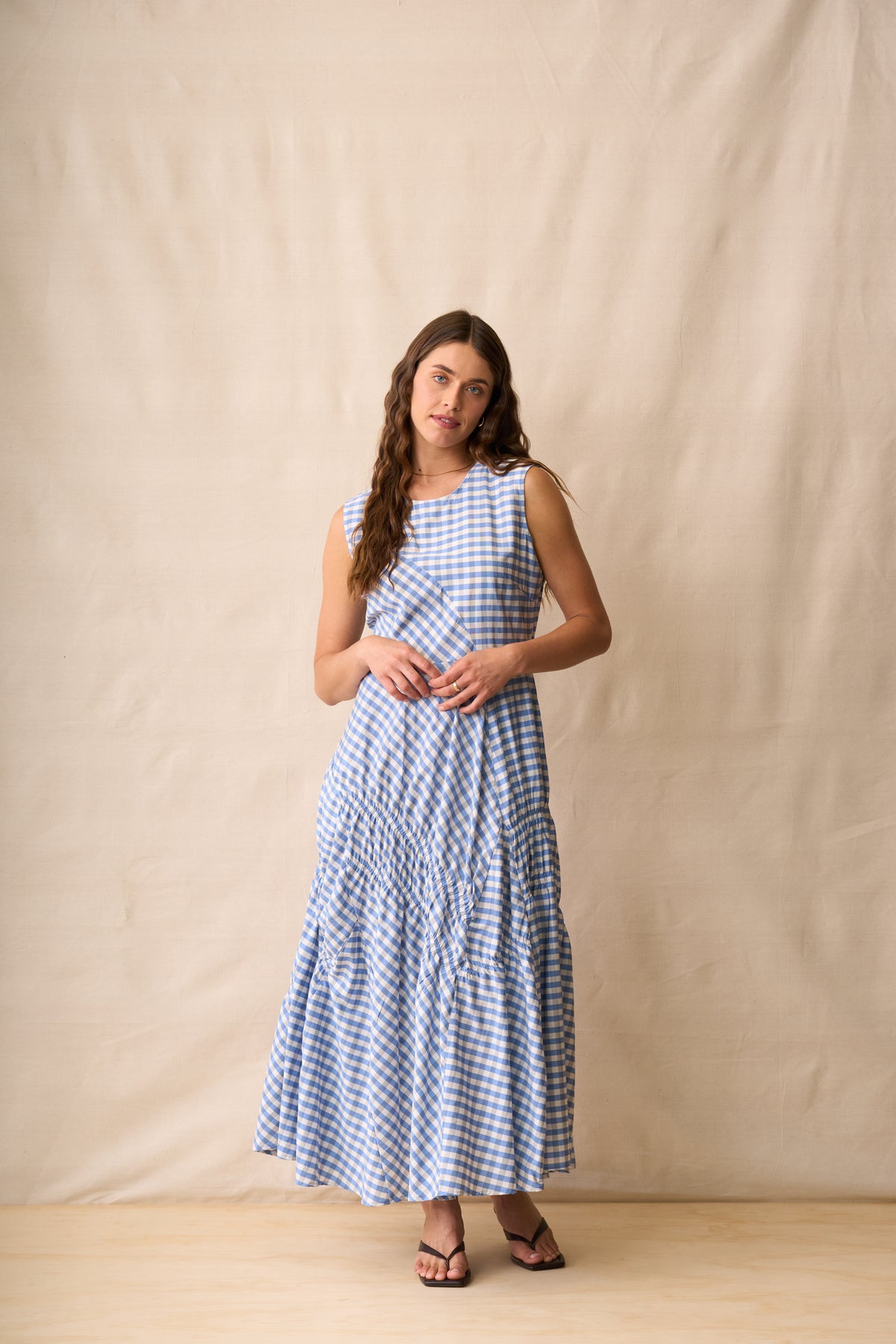 Neris In Stitches Dress - Blue Check
