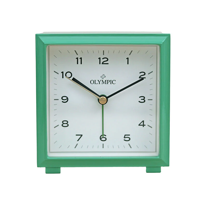 Olympic Square Metal Alarm Clock - Green
