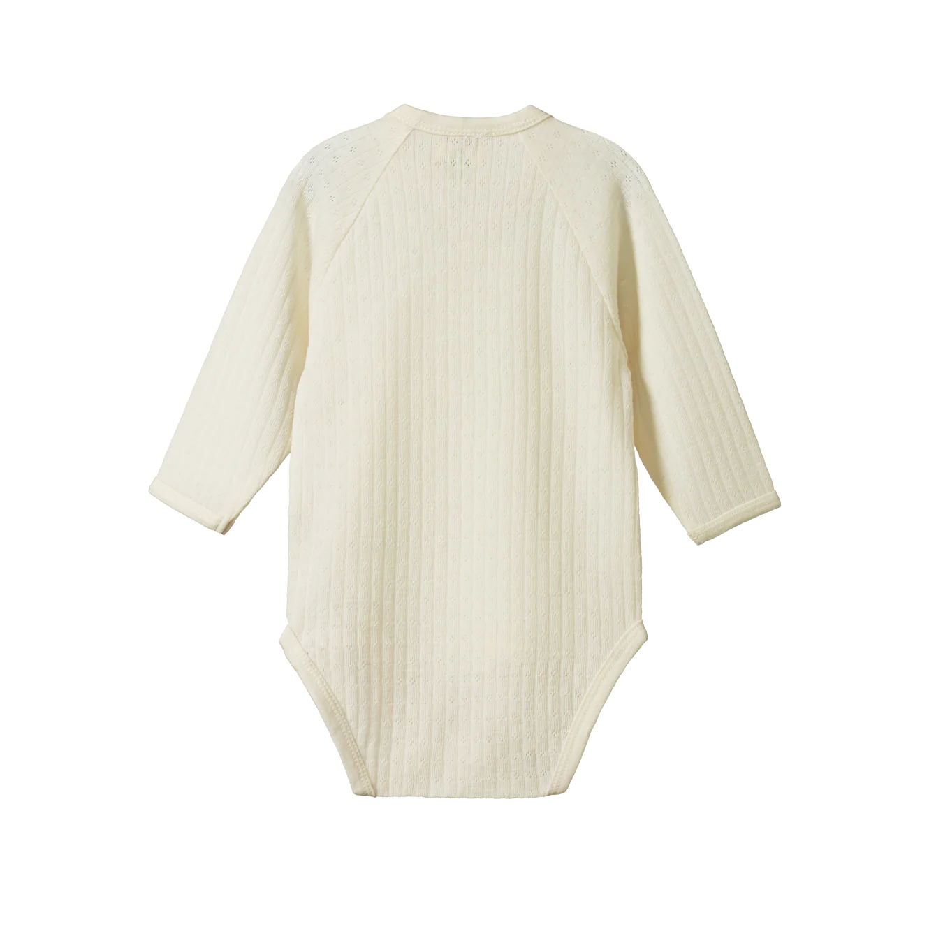 Nature Baby Merino Long Sleeve Kimono Pointelle Bodysuit - Natural