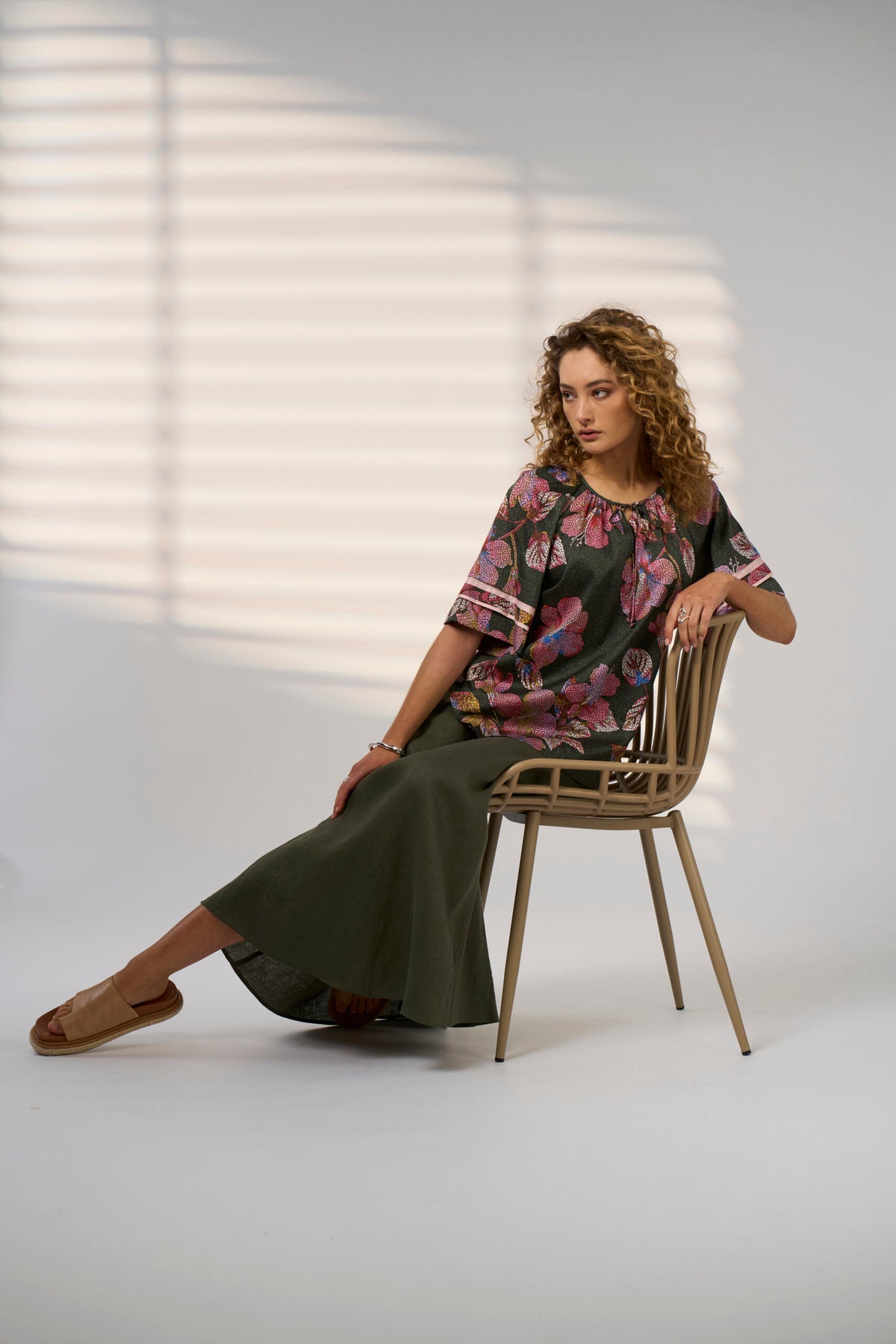 Madly Sweetly Mosaica Top - Khaki Multi
