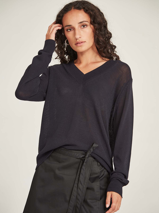 Sills Carnival V Neck Sweater - French Navy