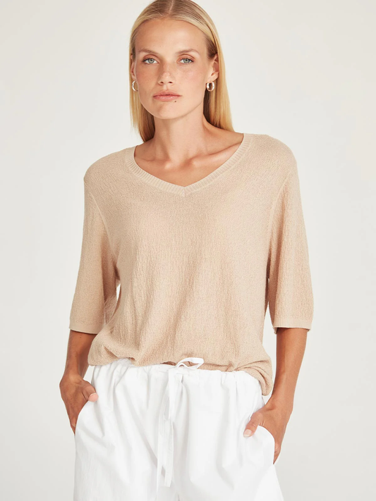 Sills Vera Boucle V Neck - Sand