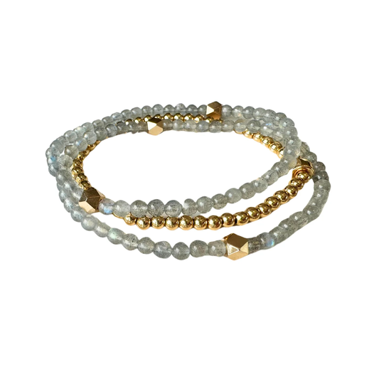 Lindi Kingi Beaded Bracelet - Labradorite & Gold