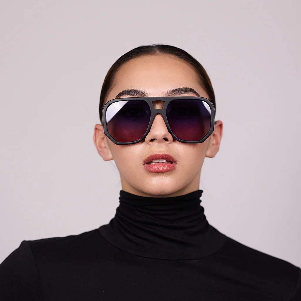 AGE Wager Sunglasses - Matt Black w Blue to Purple