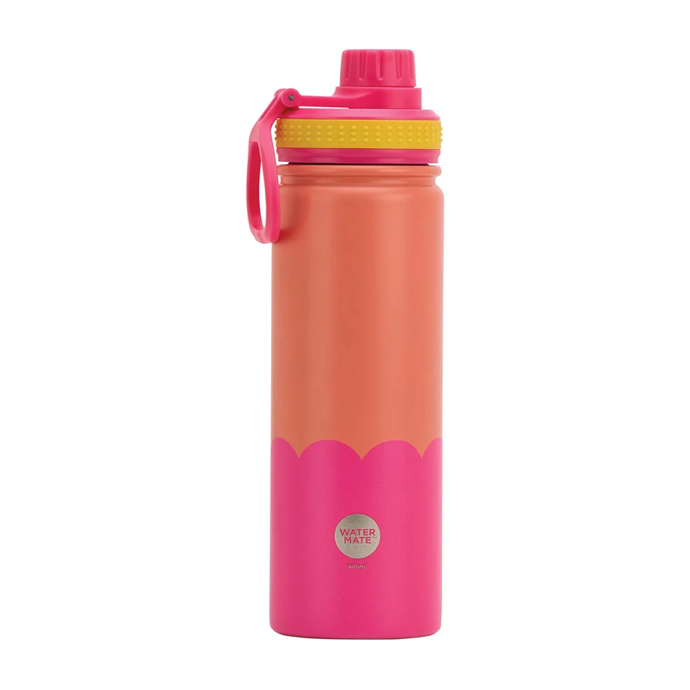 Annabel Trends Double Walled Bottle Wave 600ml - Orange Hot Pink