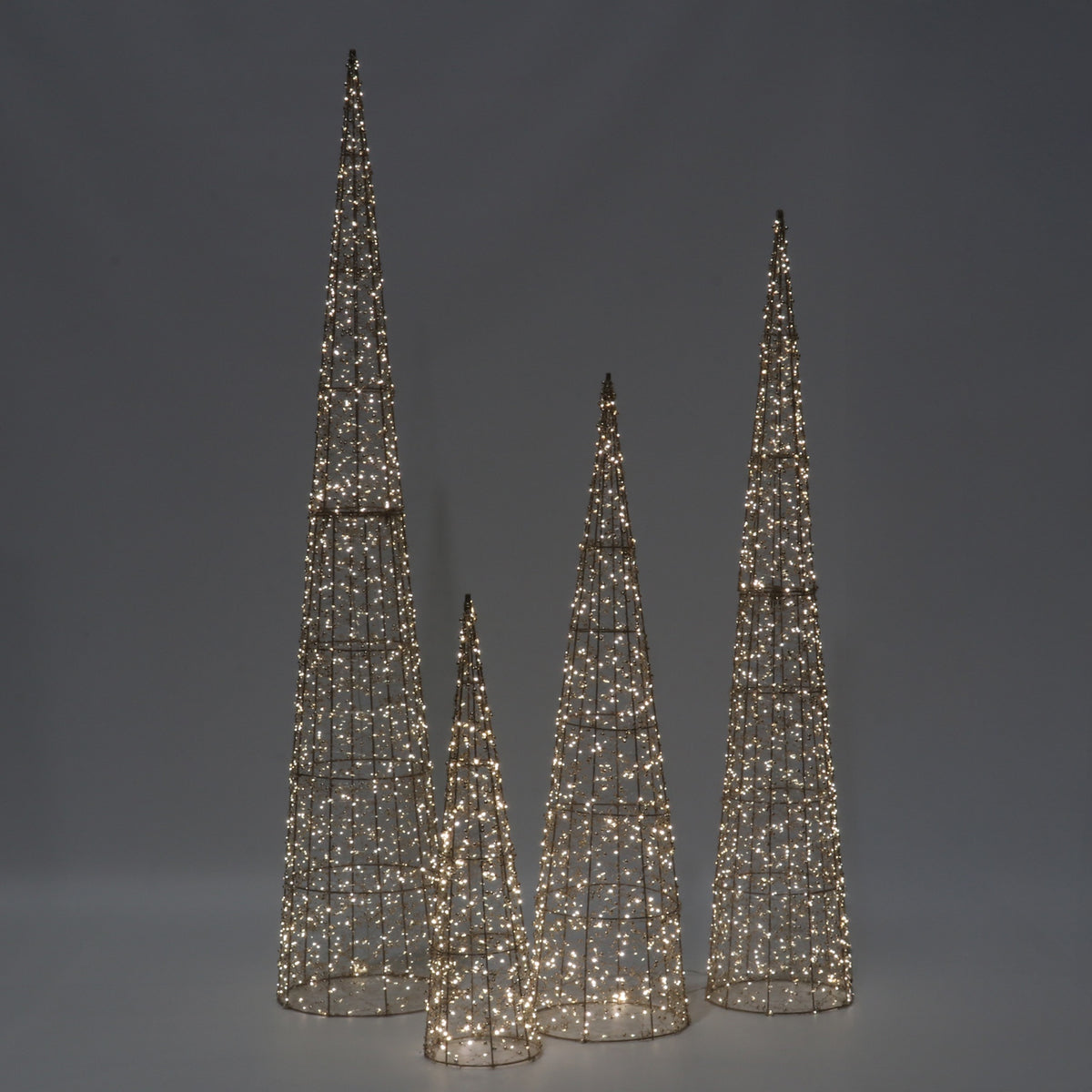 Le Forge Vienna Cone Beaded Tree with Lights 120cm - Champagne