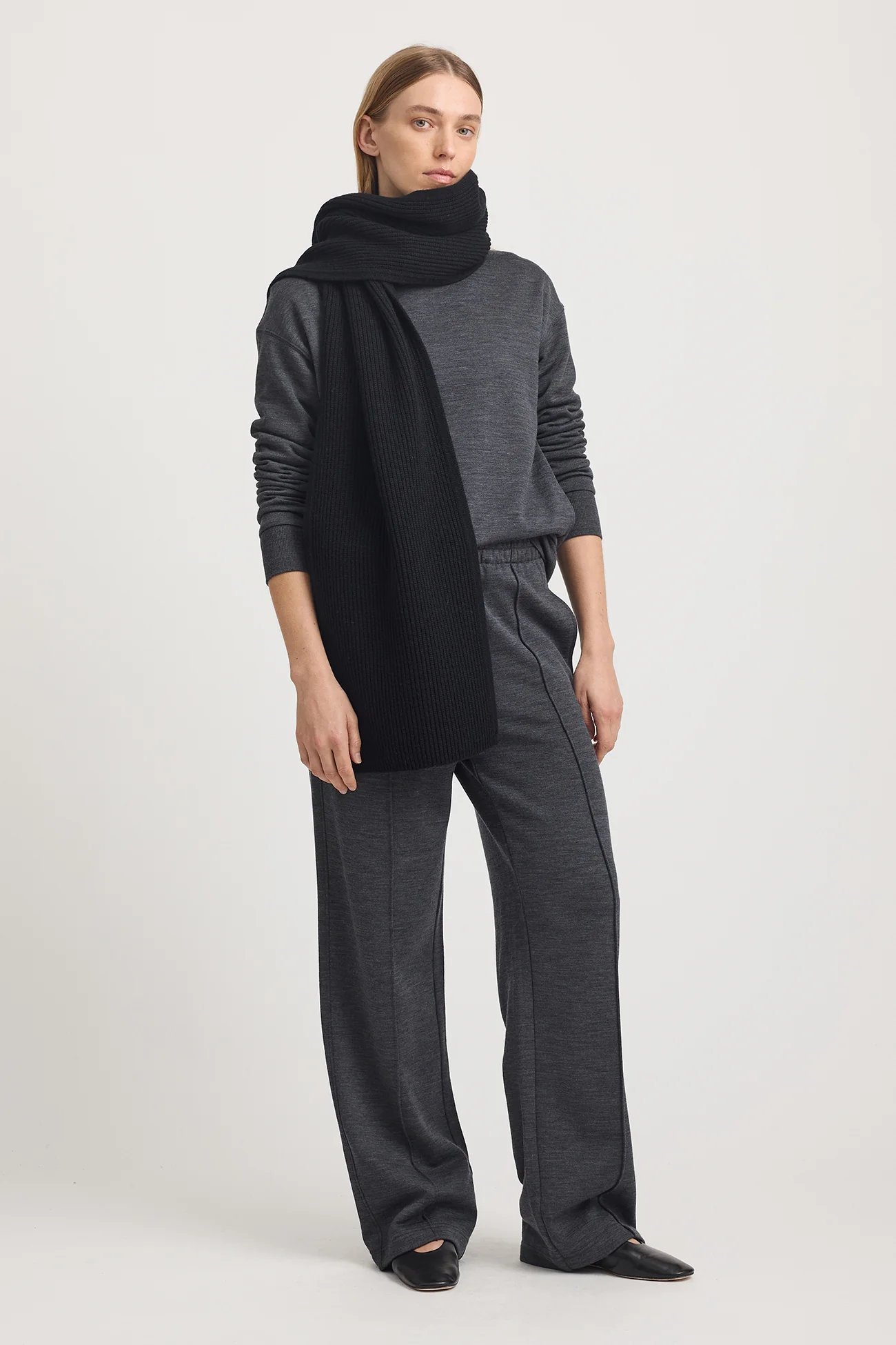 Toorallie Rib Knit Scarf - Black