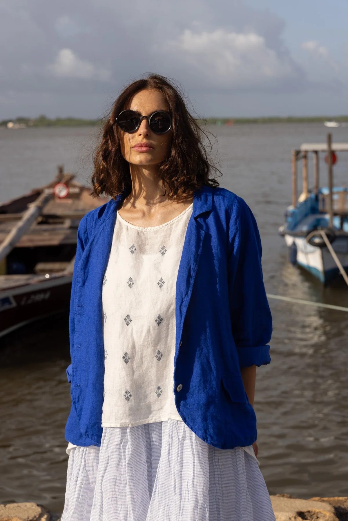 Meg By Design Baridi Jacket Linen - Cobalt