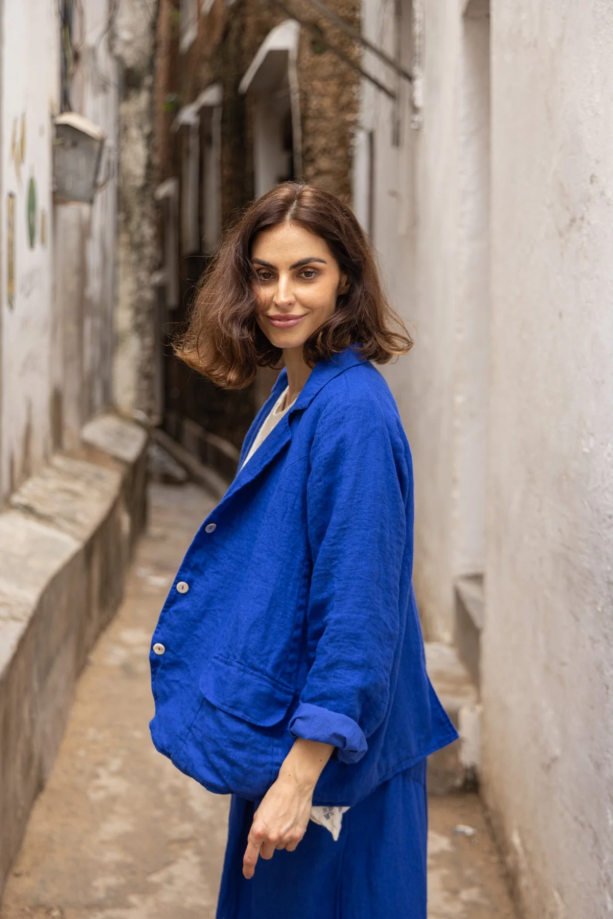 Meg By Design Baridi Jacket Linen - Cobalt