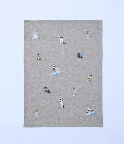 M. M Linen Beach Dogs Tea Towel