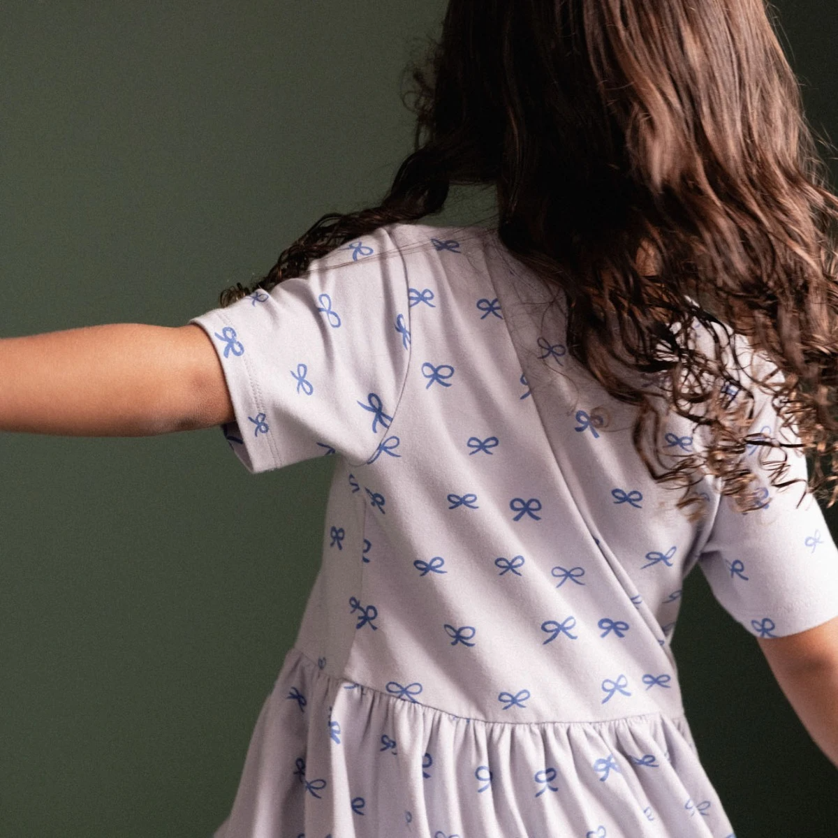 Nature Baby Saturday Dress - Ribbons Zen Blue Print
