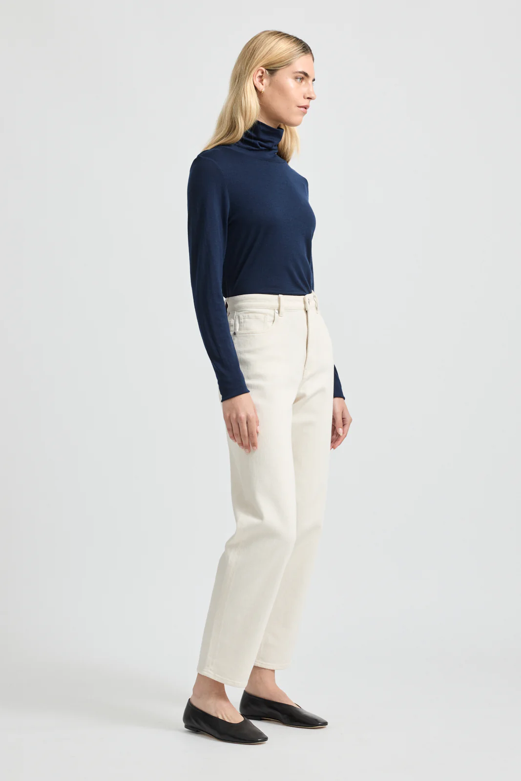 Toorallie Turtle Neck Merino Tee - Navy