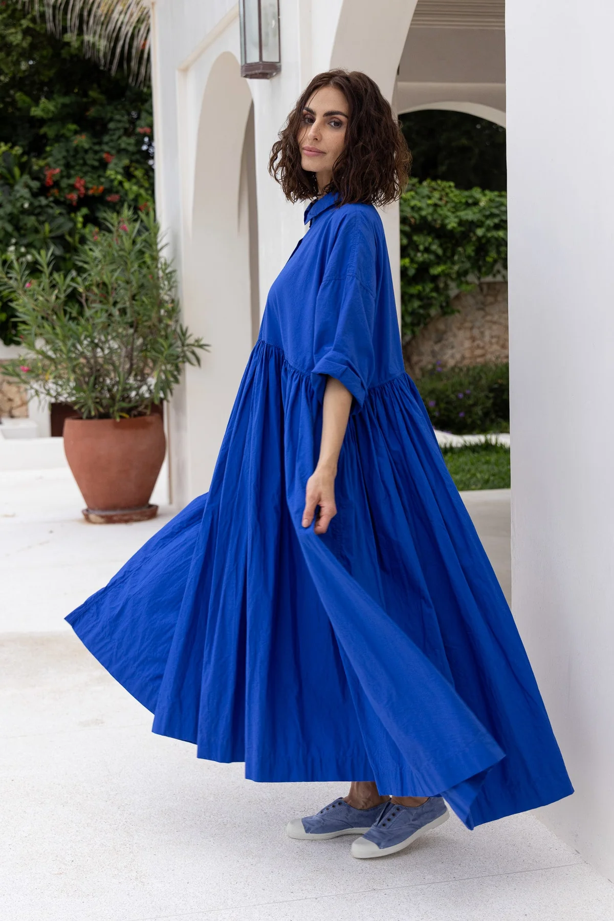 Meg By Design Edith Dress Cotton Poplin - Cobalt